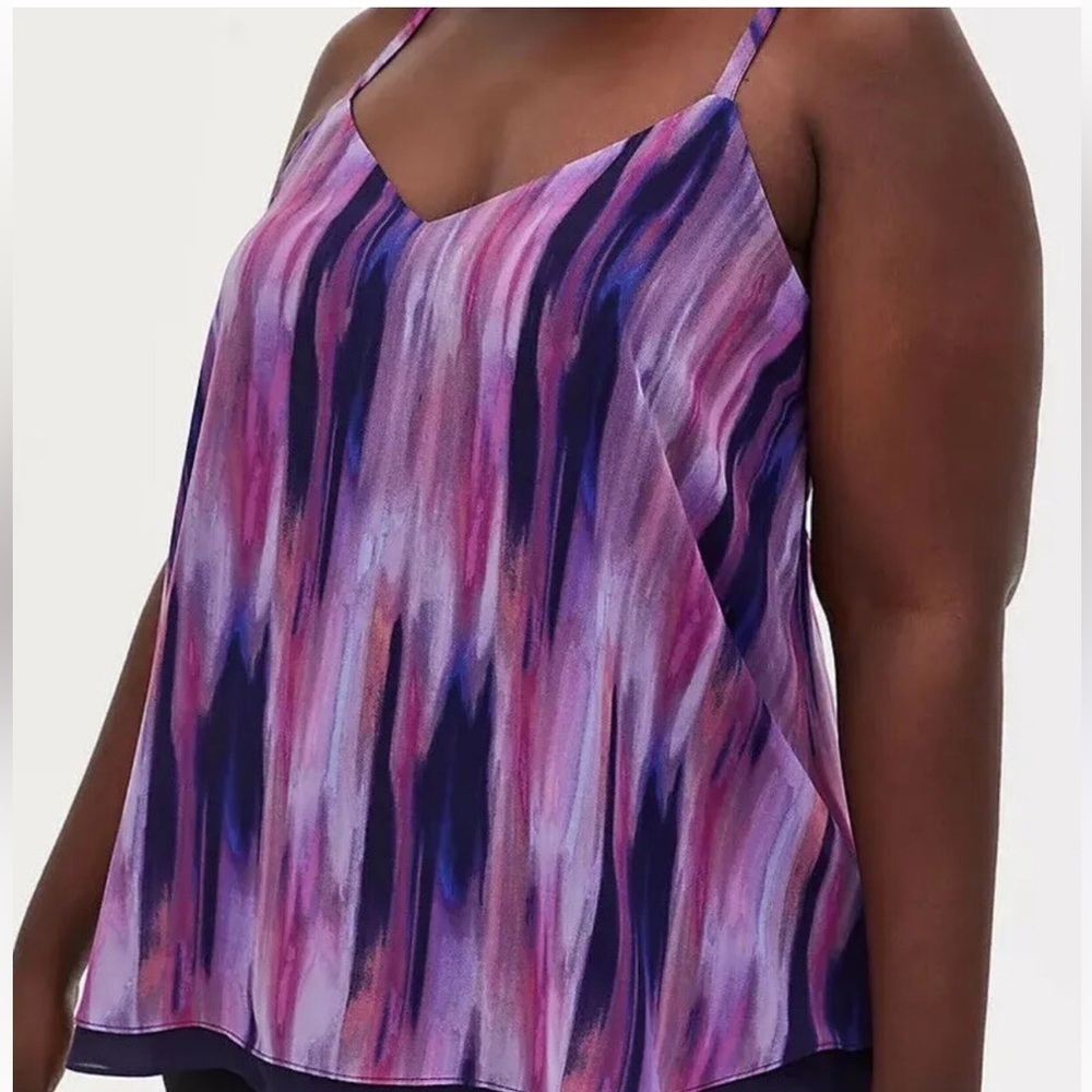 Torrid Sophie Purple Watercolor Stripe Double Layer Swing Cami Top Blouse 5X